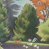 "Orange Dog in Terrace Gardens". Featured on a calendar and a greeting card. Original drawing also available.